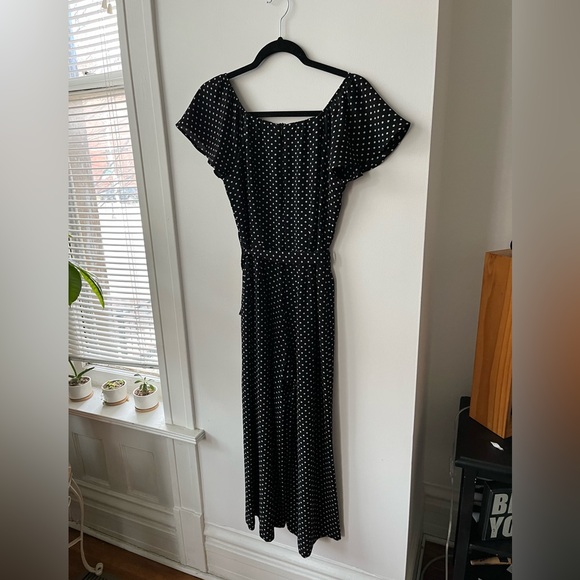 Black & While Polka Dot Jumpsuit, Monteau - Picture 5 of 8